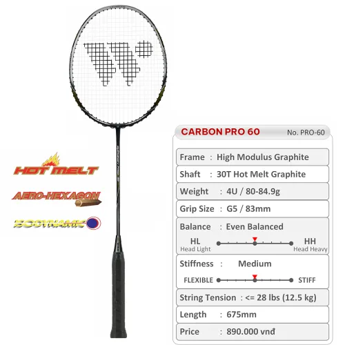vot cau long wish carbon pro 60 can bang linh hoat va ben bi cho nguoi choi chuyen nghiep